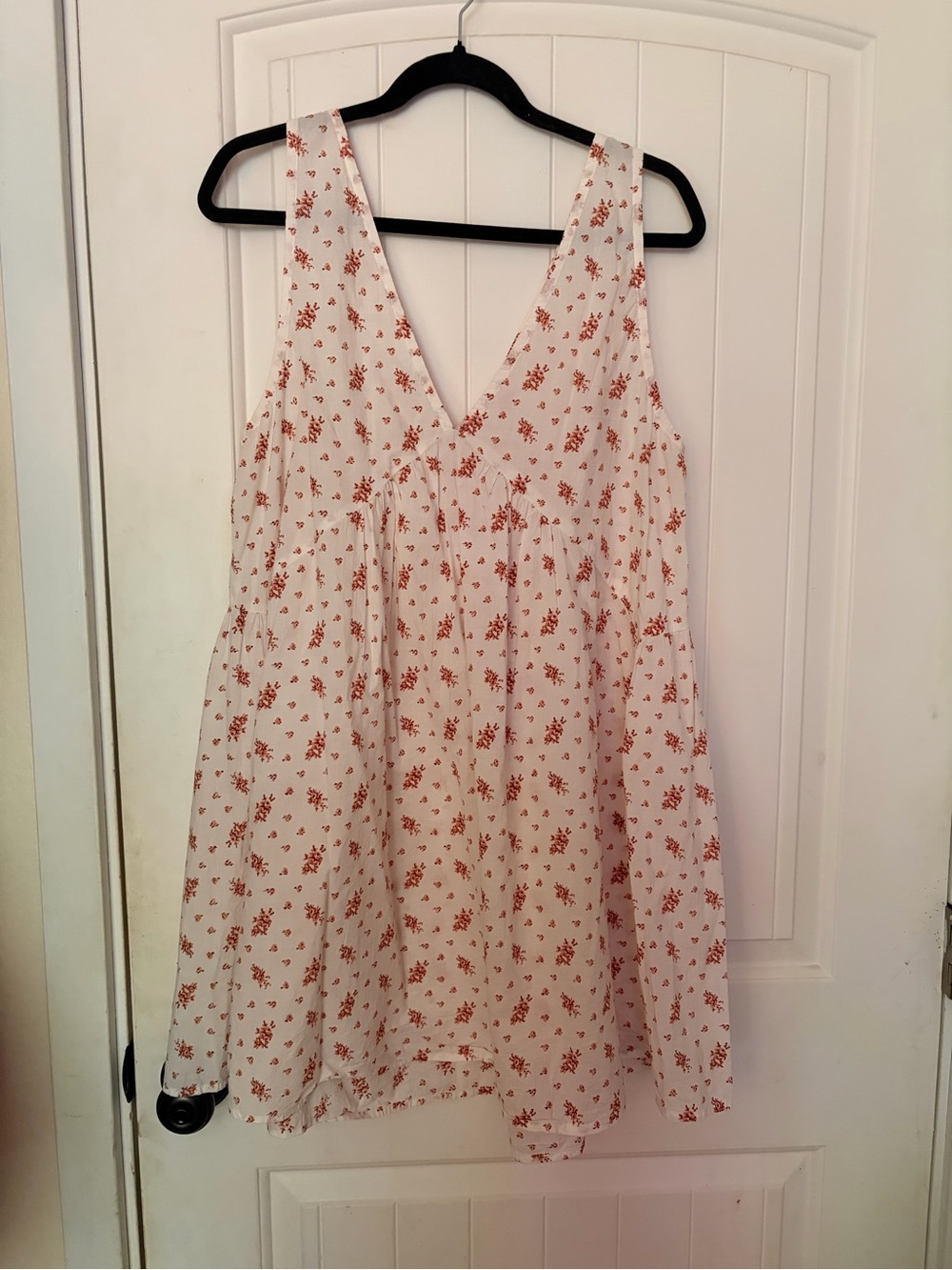 LACAUSA White Dress with Rust Floral Print